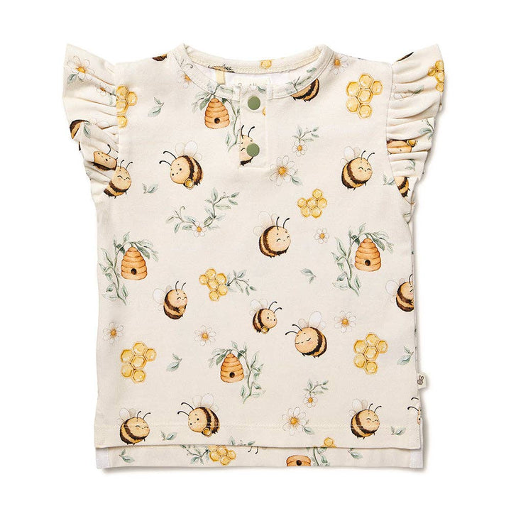 Top - Short Sleeve Frilly Bumblebees