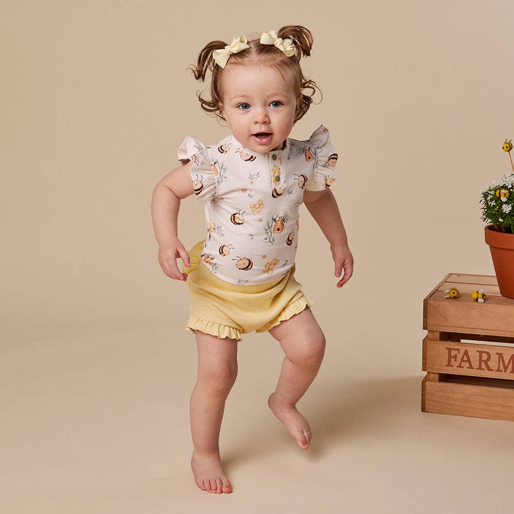 Bodysuit - Short Sleeve Frilly Bumblebees