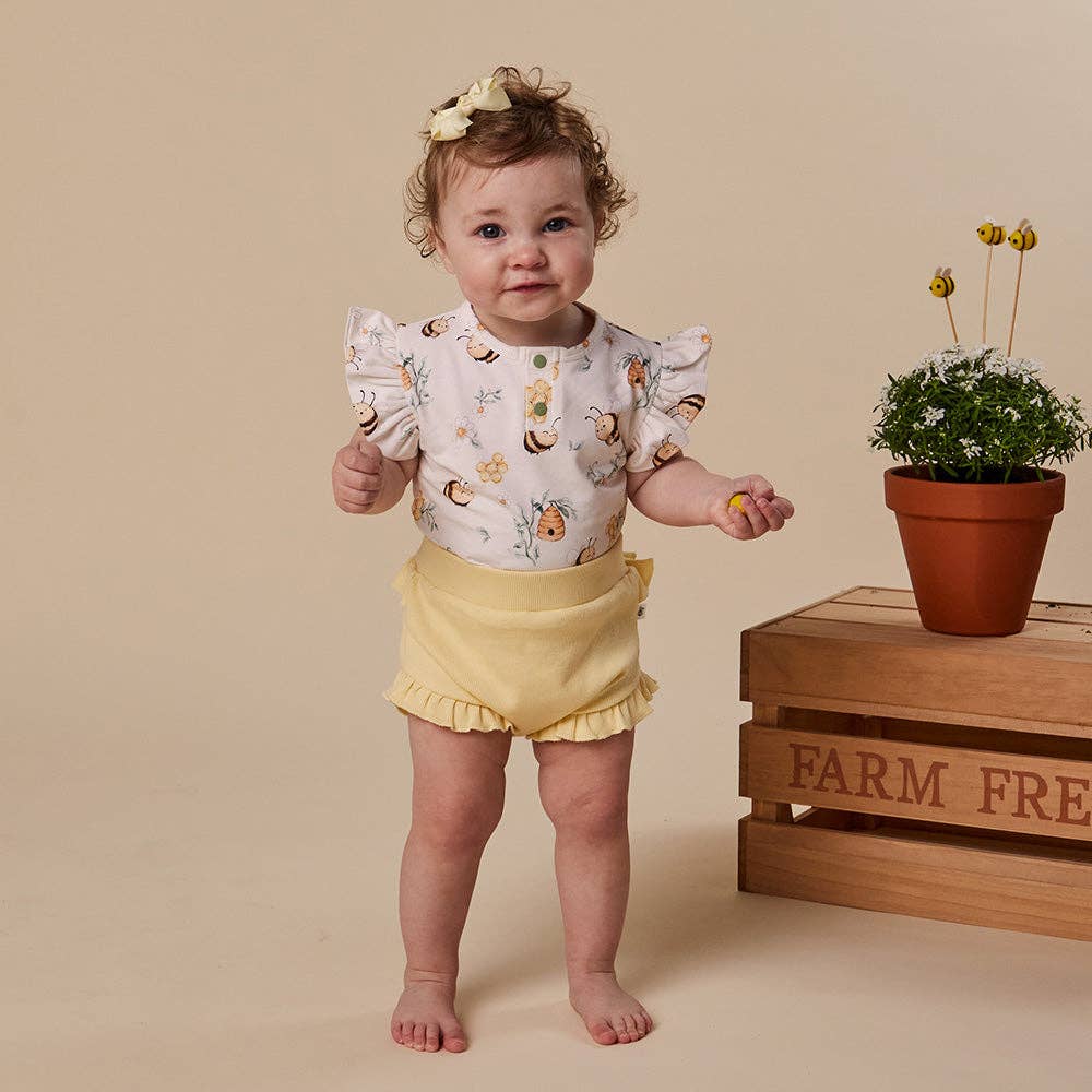 Bodysuit - Short Sleeve Frilly Bumblebees