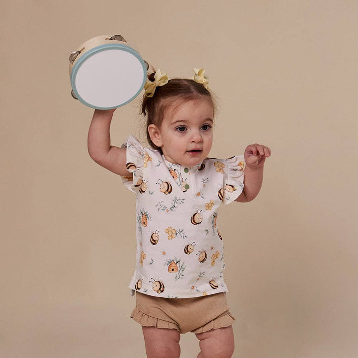 Top - Short Sleeve Frilly Bumblebees