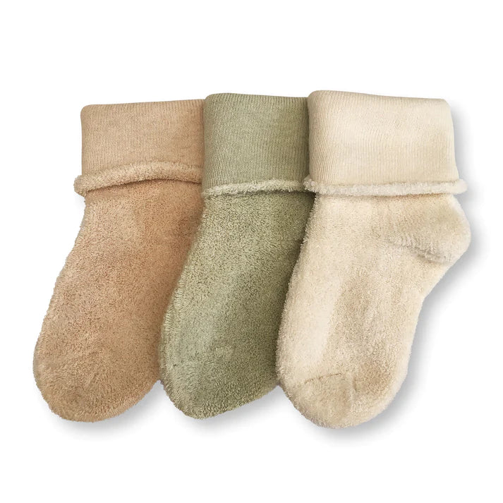 3-pack Terry Baby Socks – Plain Organic Cotton