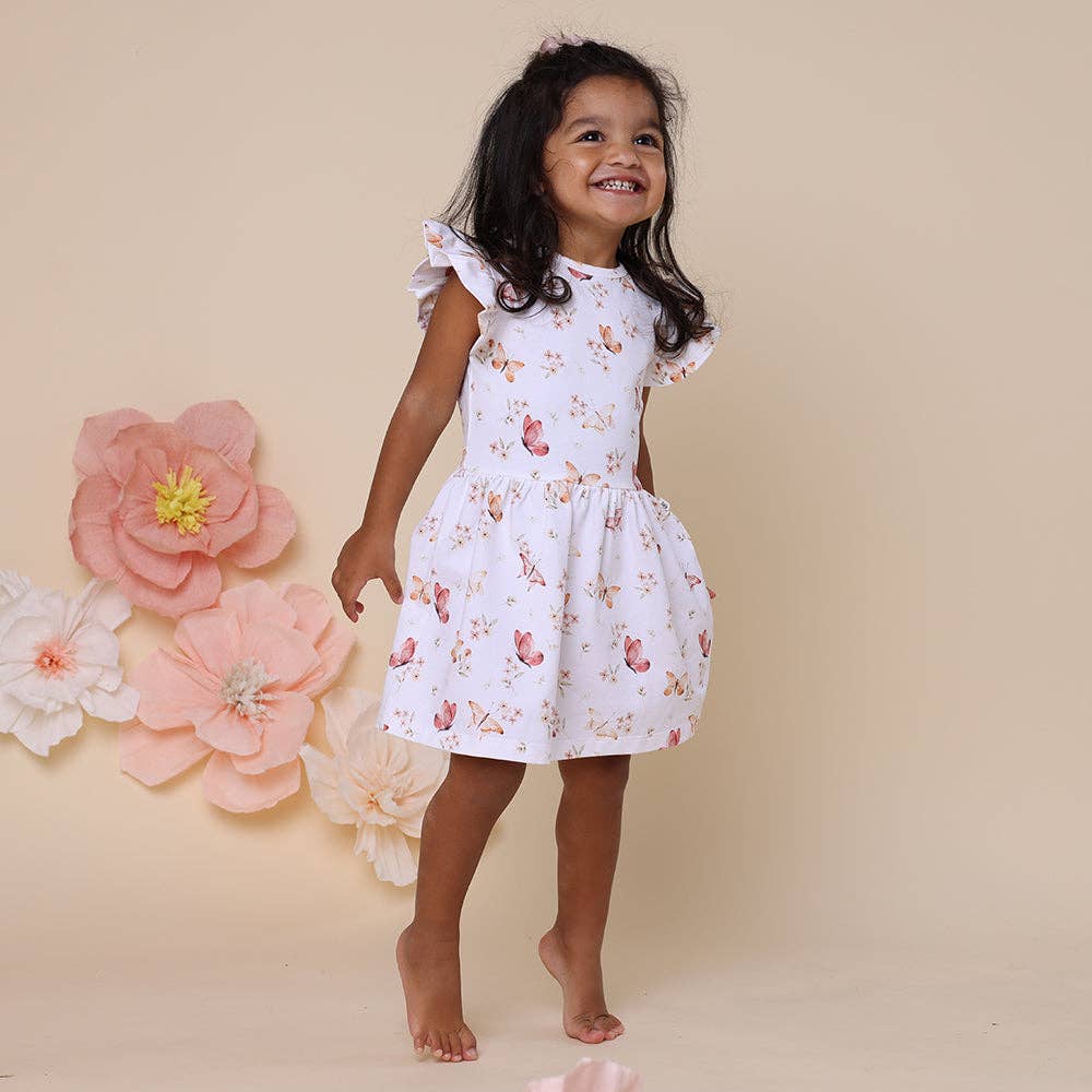 Dress - Frill Shoulder Butterfly