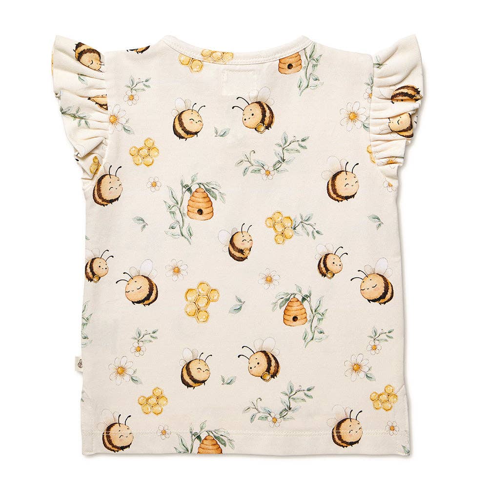 Top - Short Sleeve Frilly Bumblebees