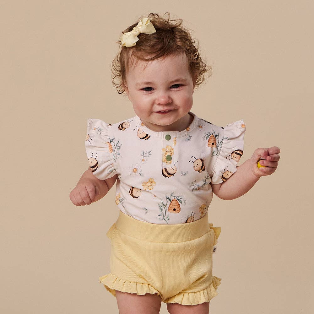 Bodysuit - Short Sleeve Frilly Bumblebees