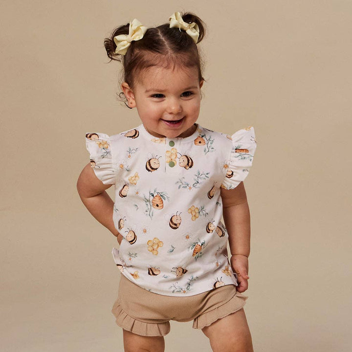 Top - Short Sleeve Frilly Bumblebees