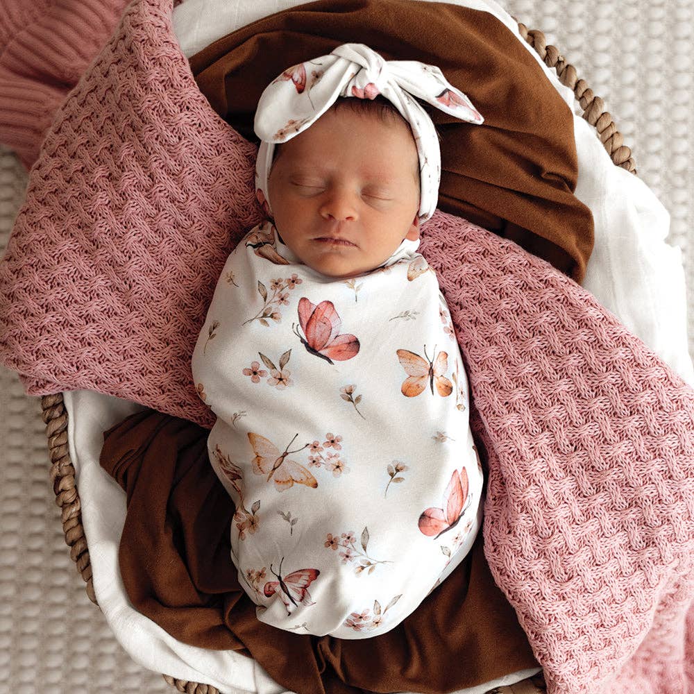 Swaddle & Topknot Set - Butterfly