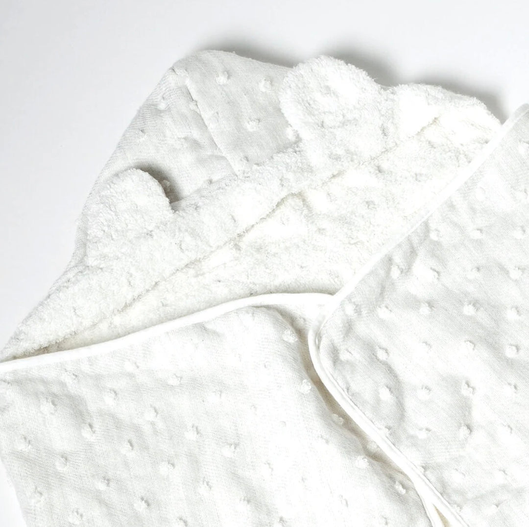 Hooded Bath Towel - Natural Dots Ivory