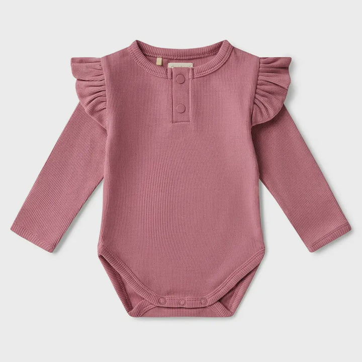 Bodysuit - Long Sleeve Frilly - Jewel Pink
