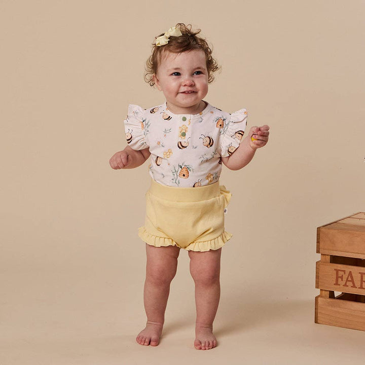 Bodysuit - Short Sleeve Frilly Bumblebees