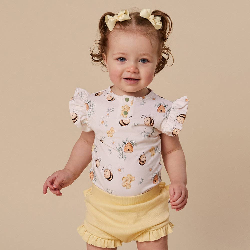 Bodysuit - Short Sleeve Frilly Bumblebees