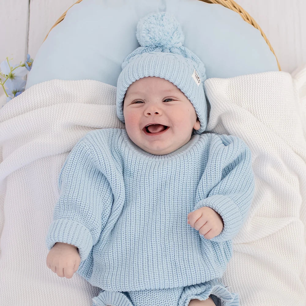 Jumper - Cotton Knit Baby Blue