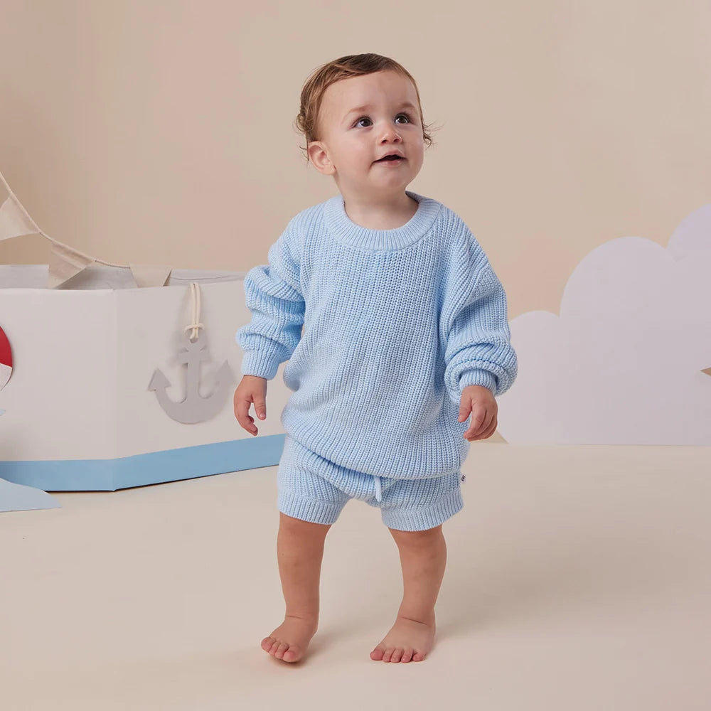 Shorts - Cotton Knit Baby Blue