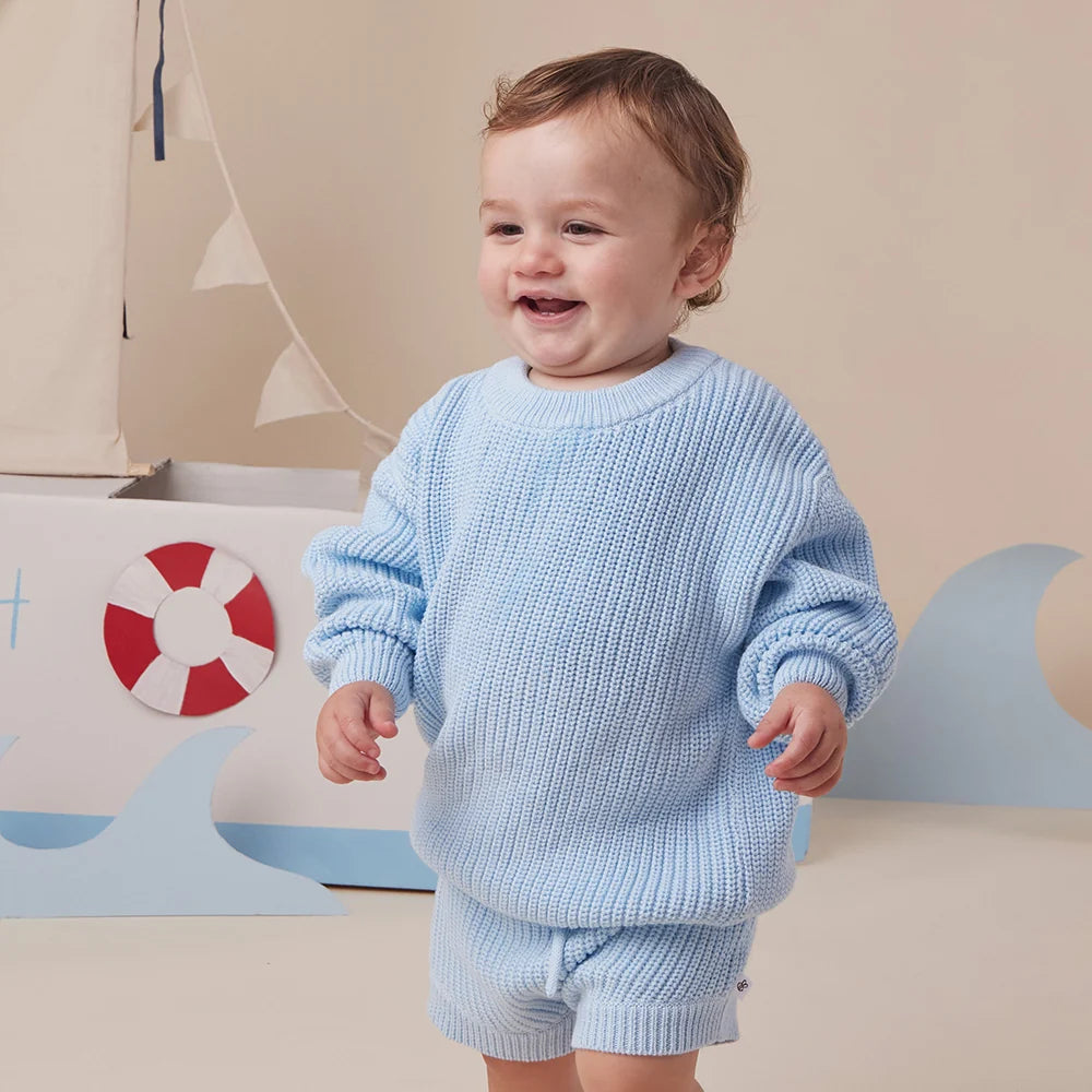 Jumper - Cotton Knit Baby Blue
