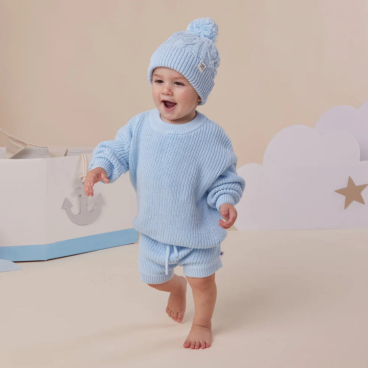 Shorts - Cotton Knit Baby Blue