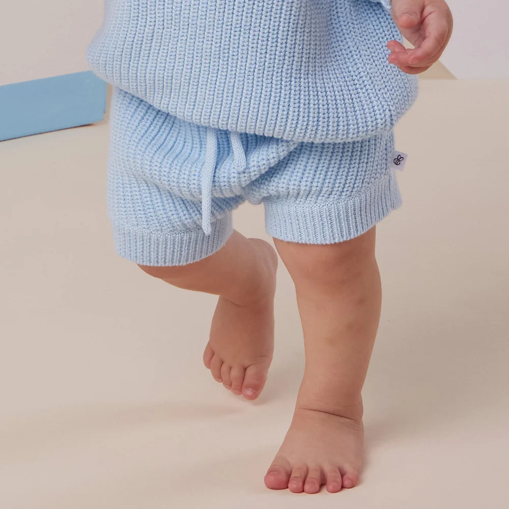Shorts - Cotton Knit Baby Blue