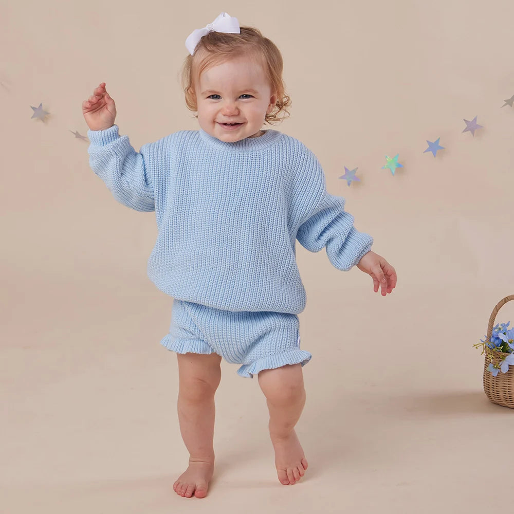 Jumper - Cotton Knit Baby Blue
