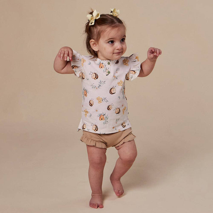 Top - Short Sleeve Frilly Bumblebees