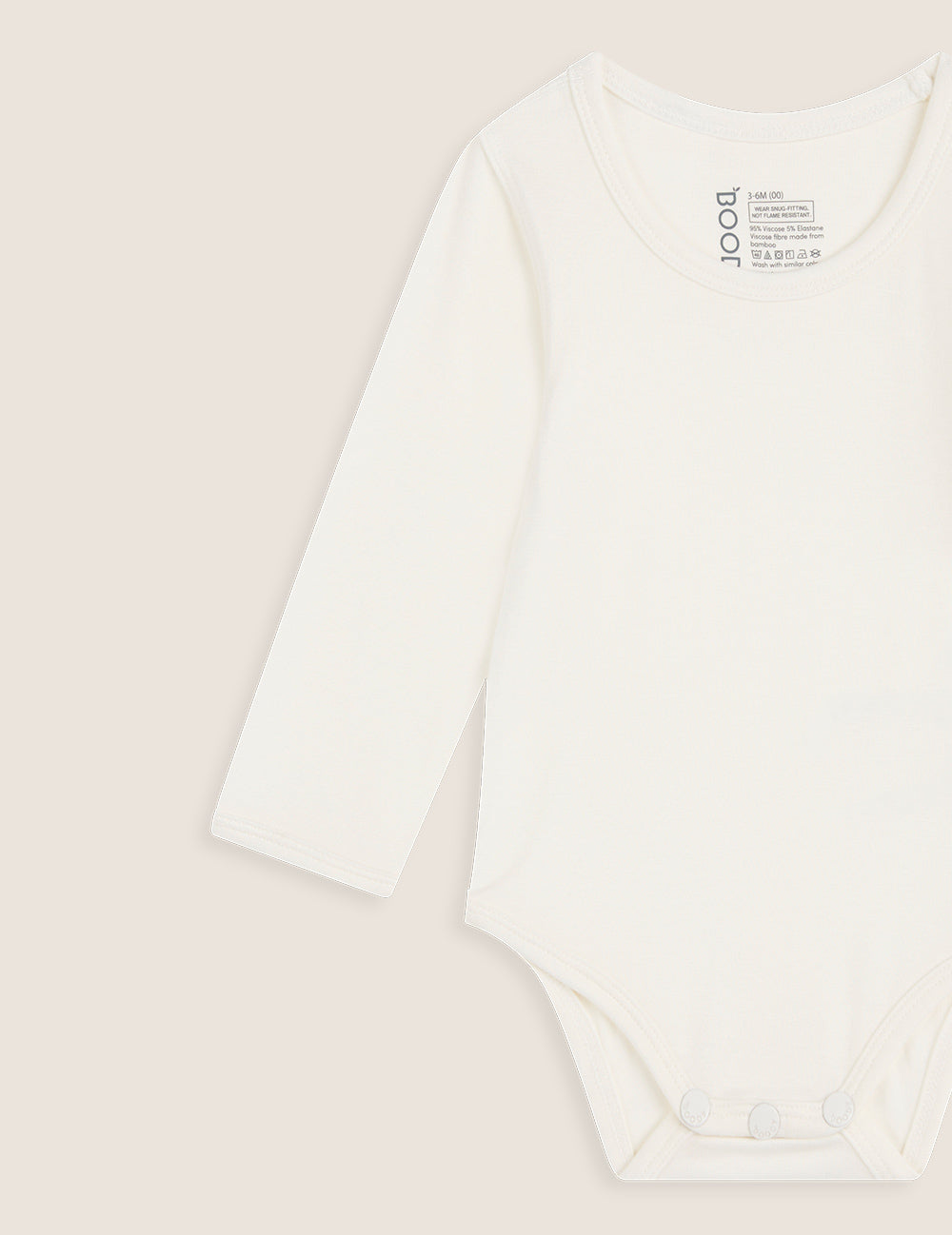 Boody Baby Long Sleeve Bodysuit - Natural White