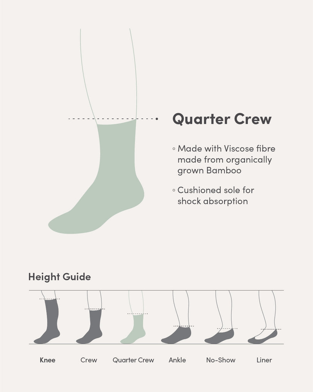 Boody Cushioned Quarter Crew Socks - Black
