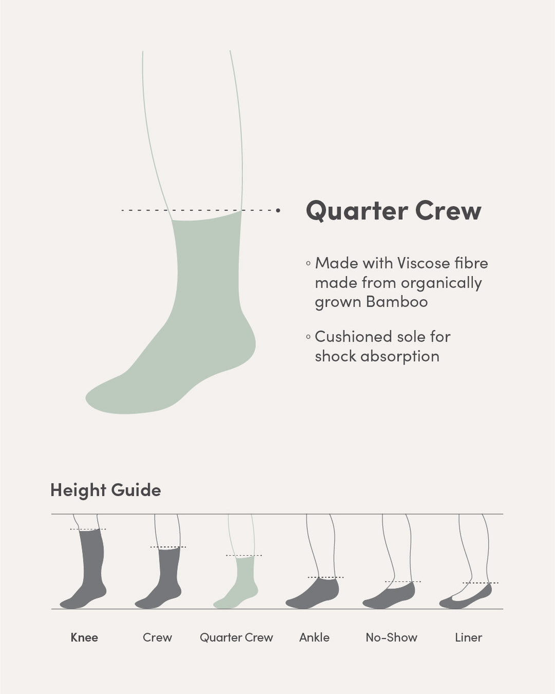 Boody Cushioned Quarter Crew Socks - Black