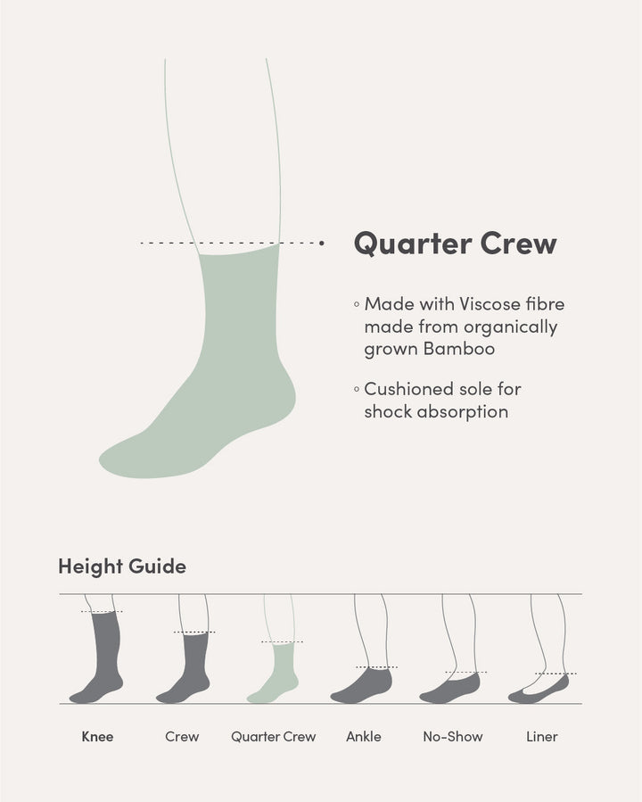 Boody Cushioned Quarter Crew Socks - Black