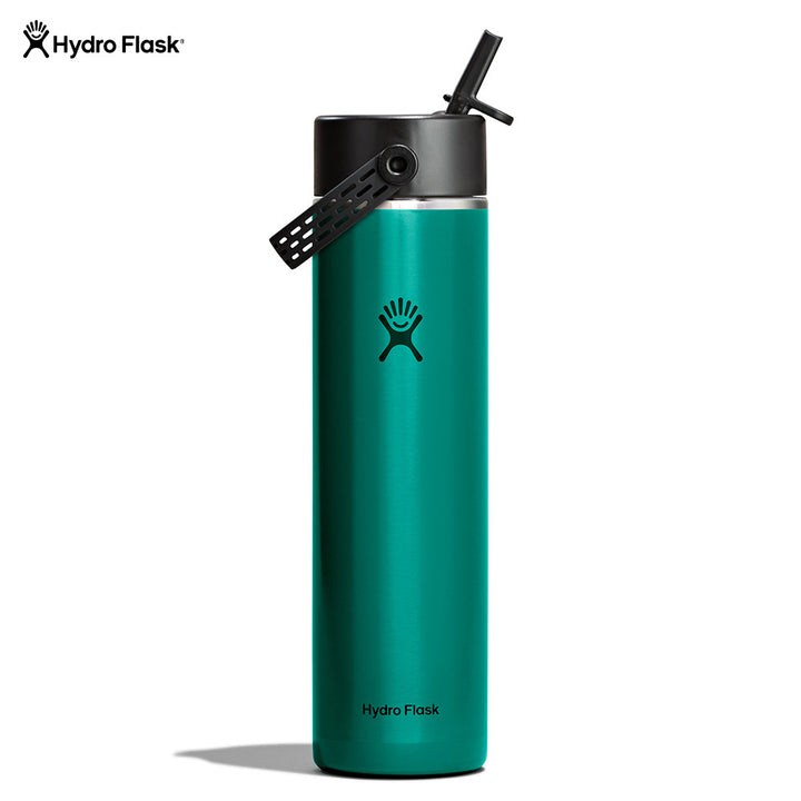 Hydro Flask 24oz Lightweight Flex Straw Cap bottle in Emerald Green, front view
