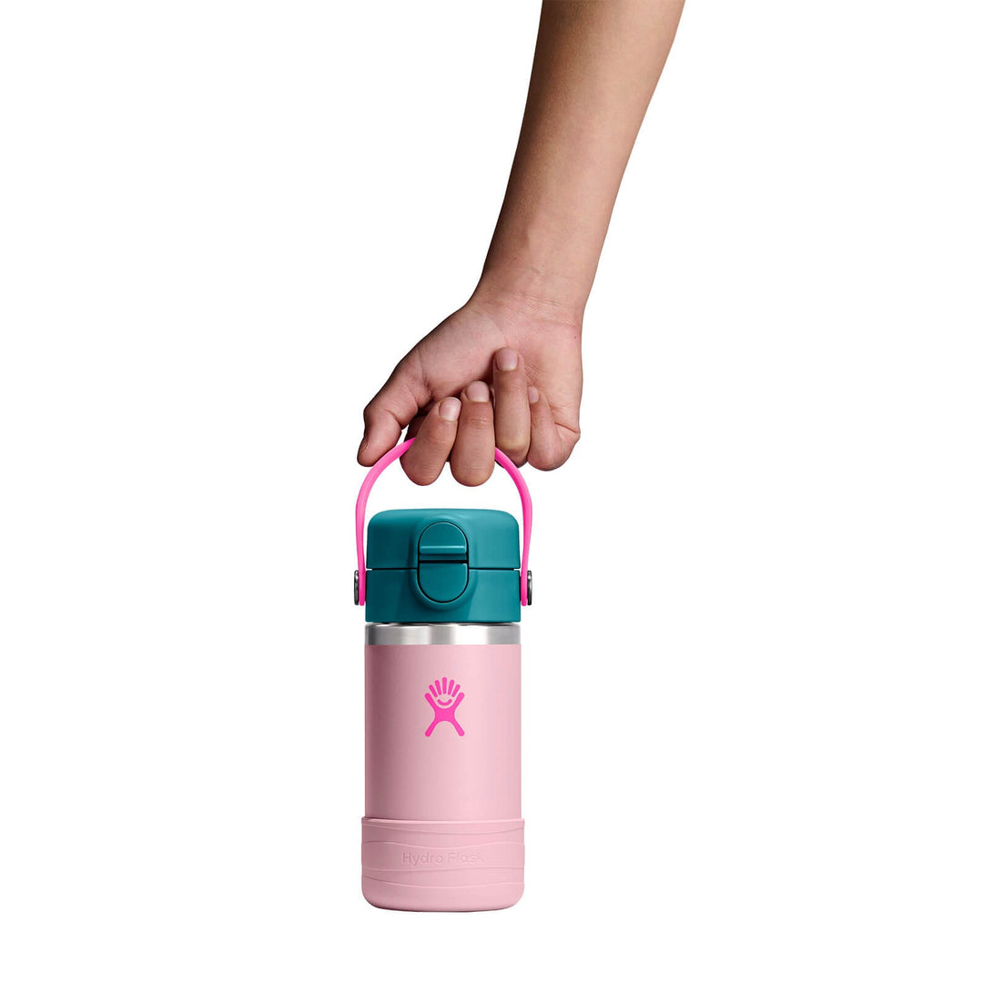 Kids Water Bottle – Covered Cap & Boot 12oz – Blossom Pink – view 3