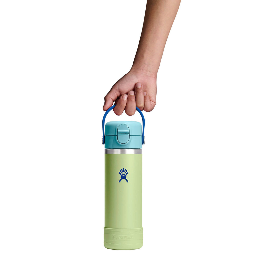 Kids Water Bottle – Covered Cap & Boot 18oz – Seedling Green – view 3