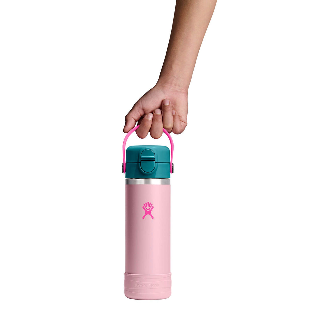 Kids Water Bottle – Covered Cap & Boot 18oz – Blossom Pink – view 3