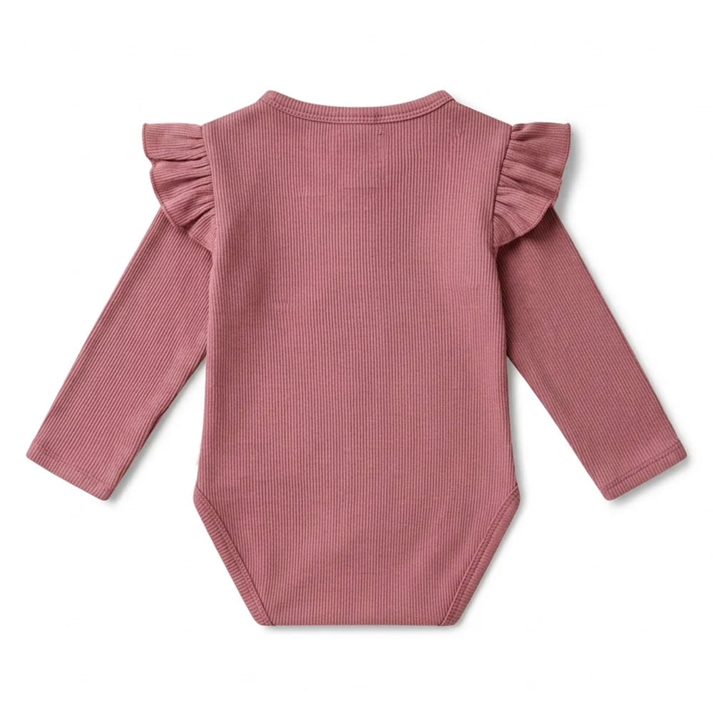 Bodysuit - Long Sleeve Frilly - Jewel Pink