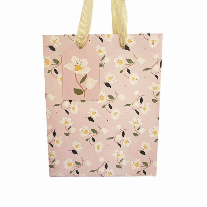 Pink Floral gift bag – front view