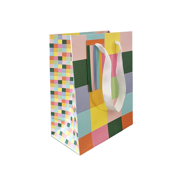 Colourful gift bag – angled view