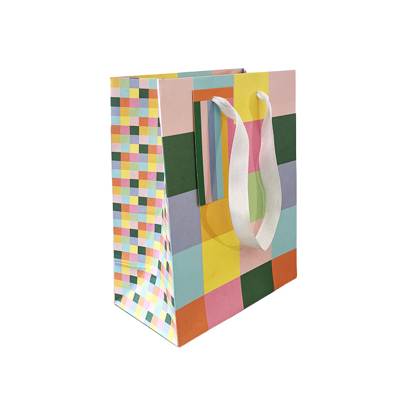 Colourful gift bag – angled view