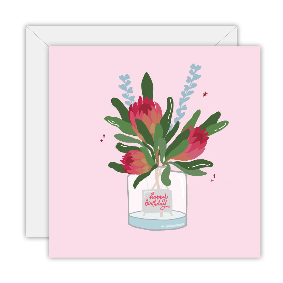 Happy Birthday – Protea greeting card