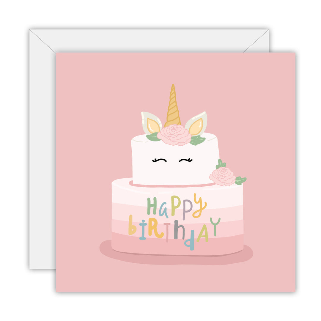 Happy Birthday Unicorn Cake greeting card
