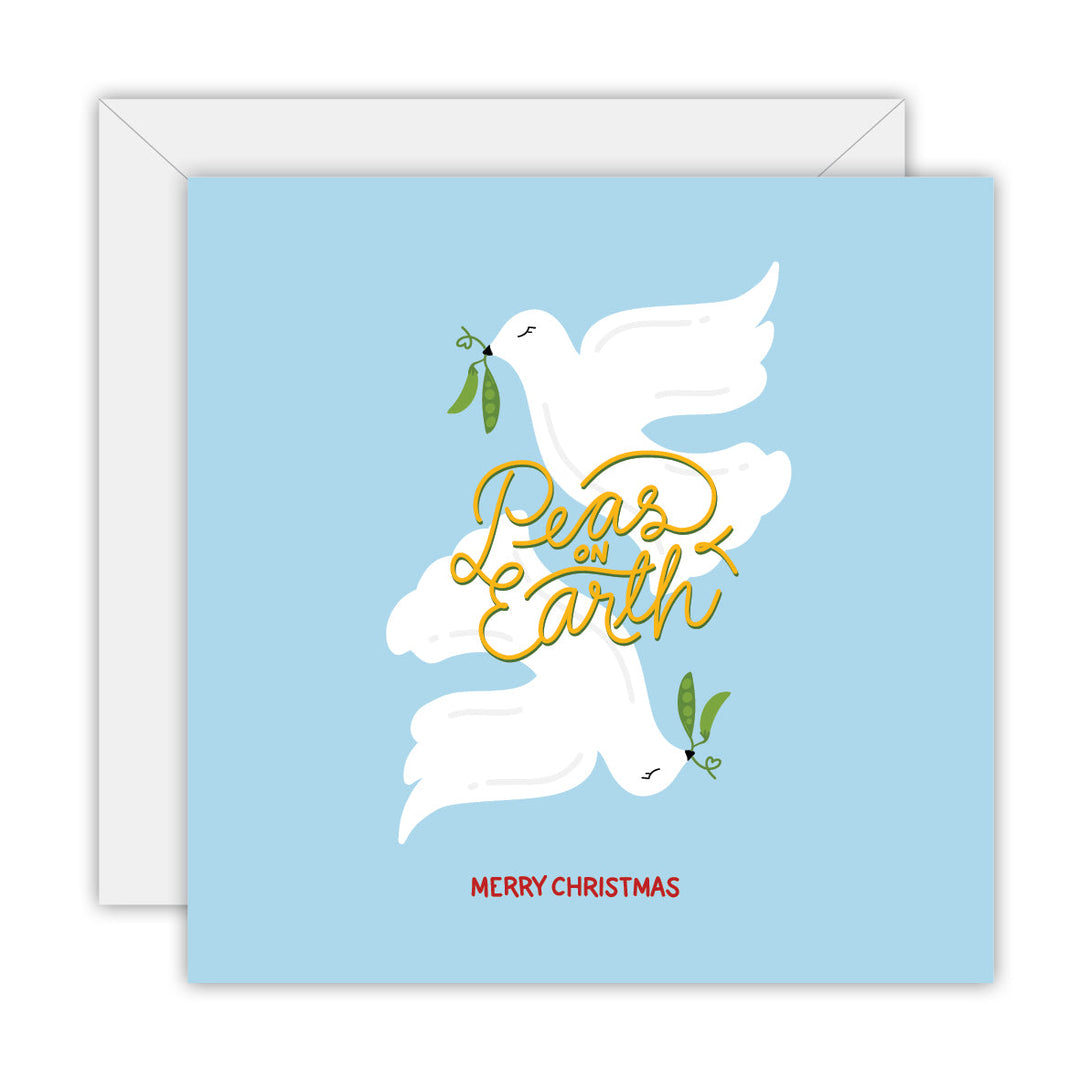 Peas on Earth square Christmas card
