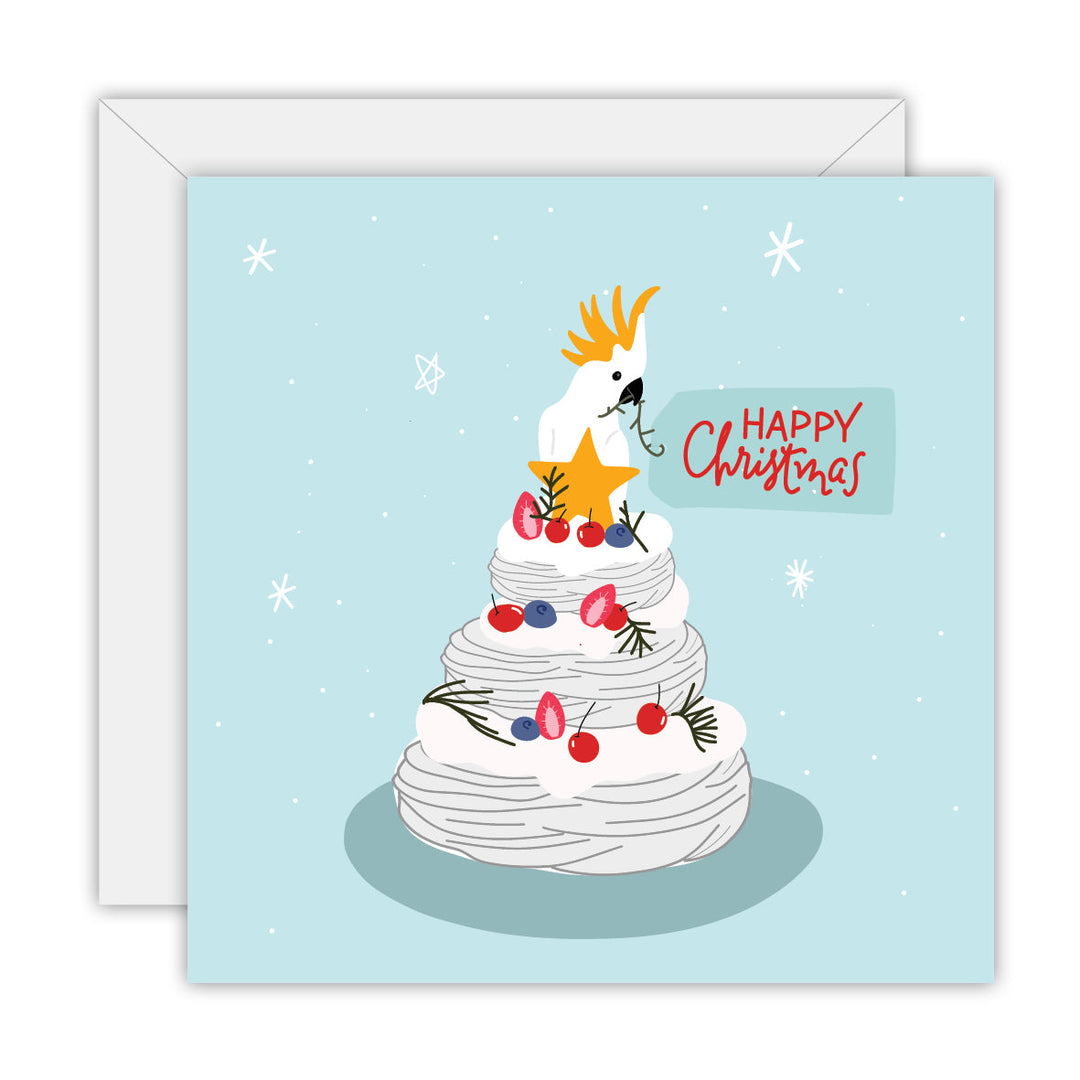 Happy Christmas – Sulphur Crested Cockatoo square Christmas card
