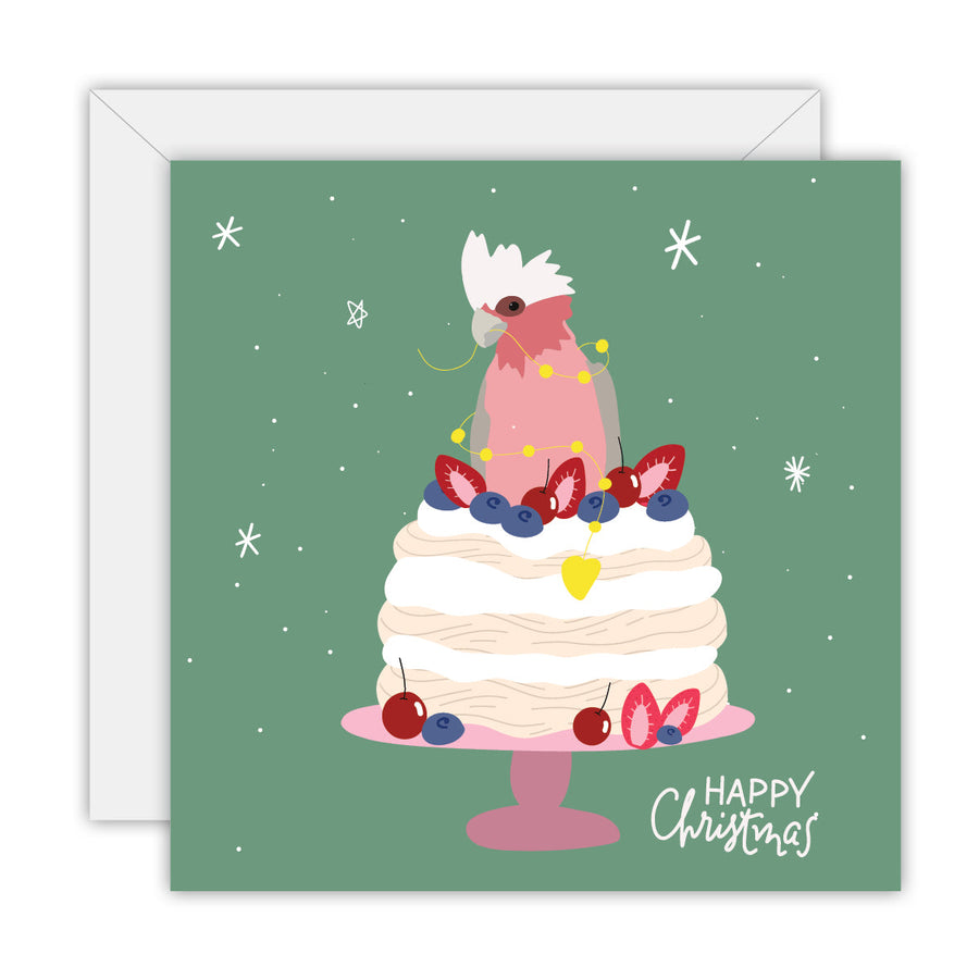 Happy Christmas – Galah square Christmas card