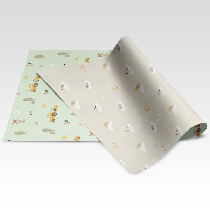 Baby – Australiana / Farm double-sided wrapping paper showing both sides