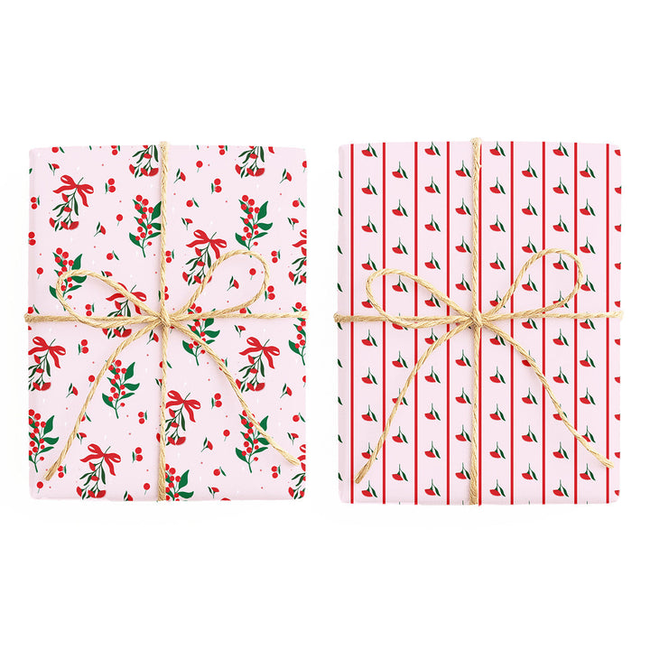 Christmas – Australiana Floral / With Stripes double-sided wrapping paper