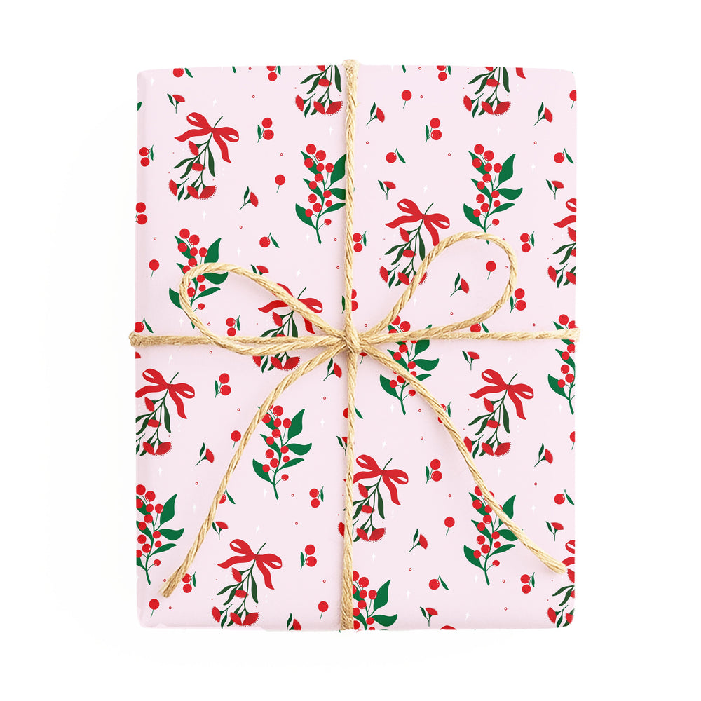 Christmas – Australiana Floral / With Stripes double-sided wrapping paper – side 1