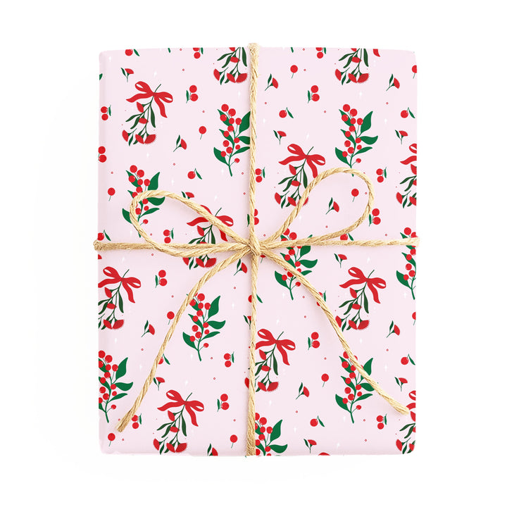 Christmas – Australiana Floral / With Stripes double-sided wrapping paper – side 1
