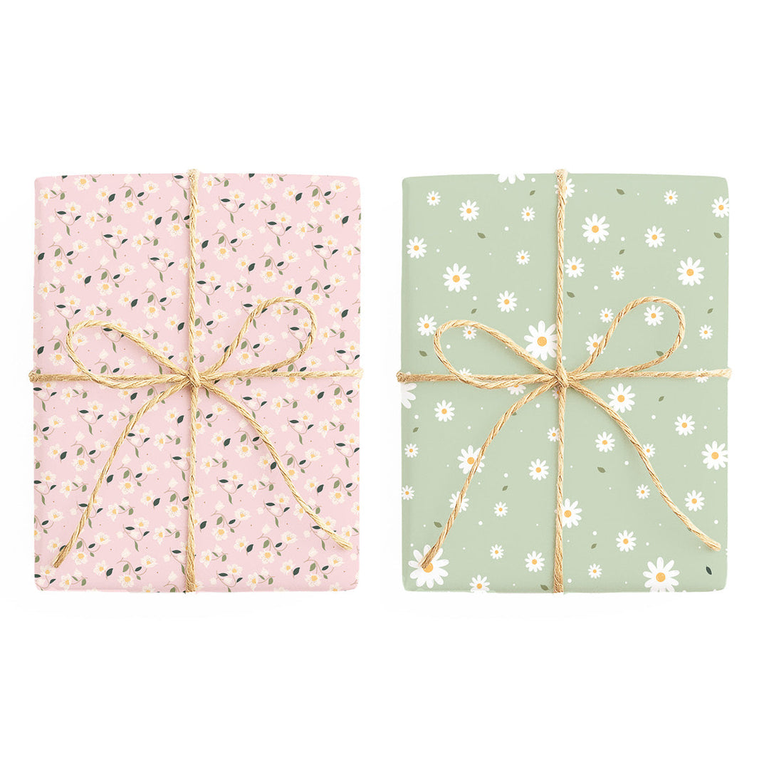 Floral – Pink / Floral – Green double-sided wrapping paper