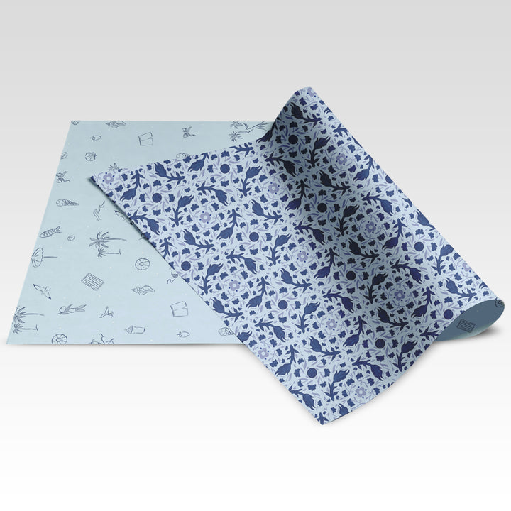 Sea Tile / Australian Beach double-sided wrapping paper showing both sides