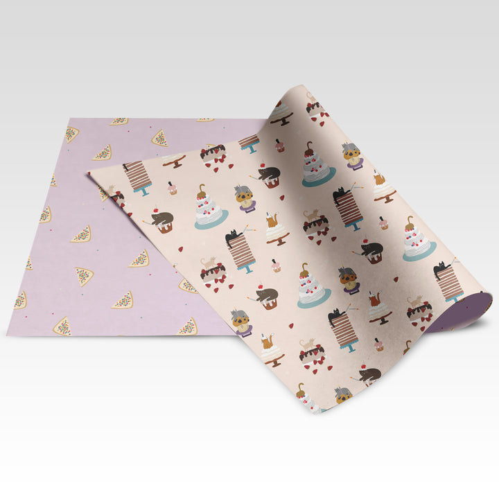 F Your Birthday / Fairy Bread double-sided wrapping paper showing both sides