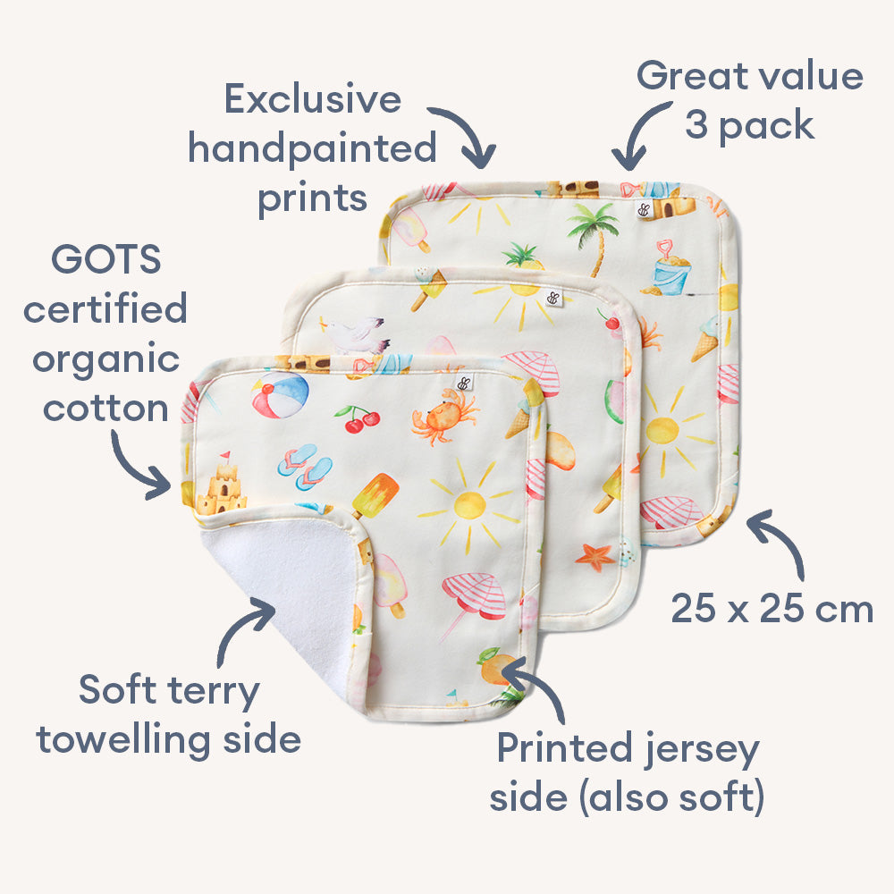Snuggle Hunny Beach Fun Organic Wash Cloths - 3 Pack - image 2