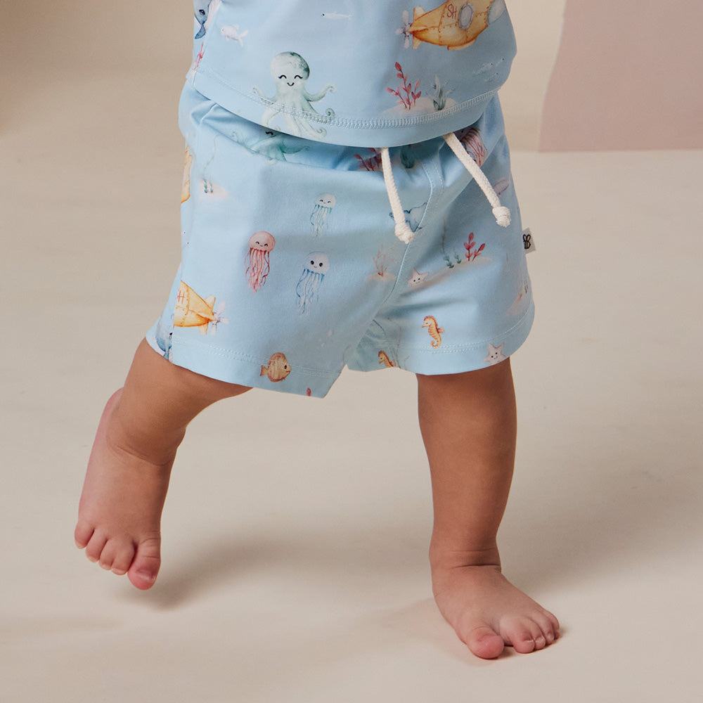 Snuggle Hunny Blue Little Subs Board Shorts - hero photo