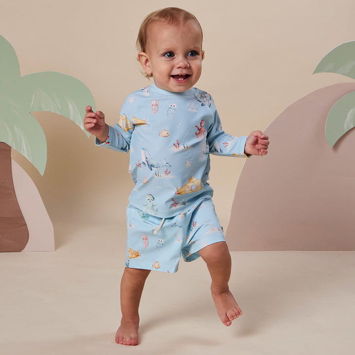 Snuggle Hunny Blue Little Subs Board Shorts - additional view