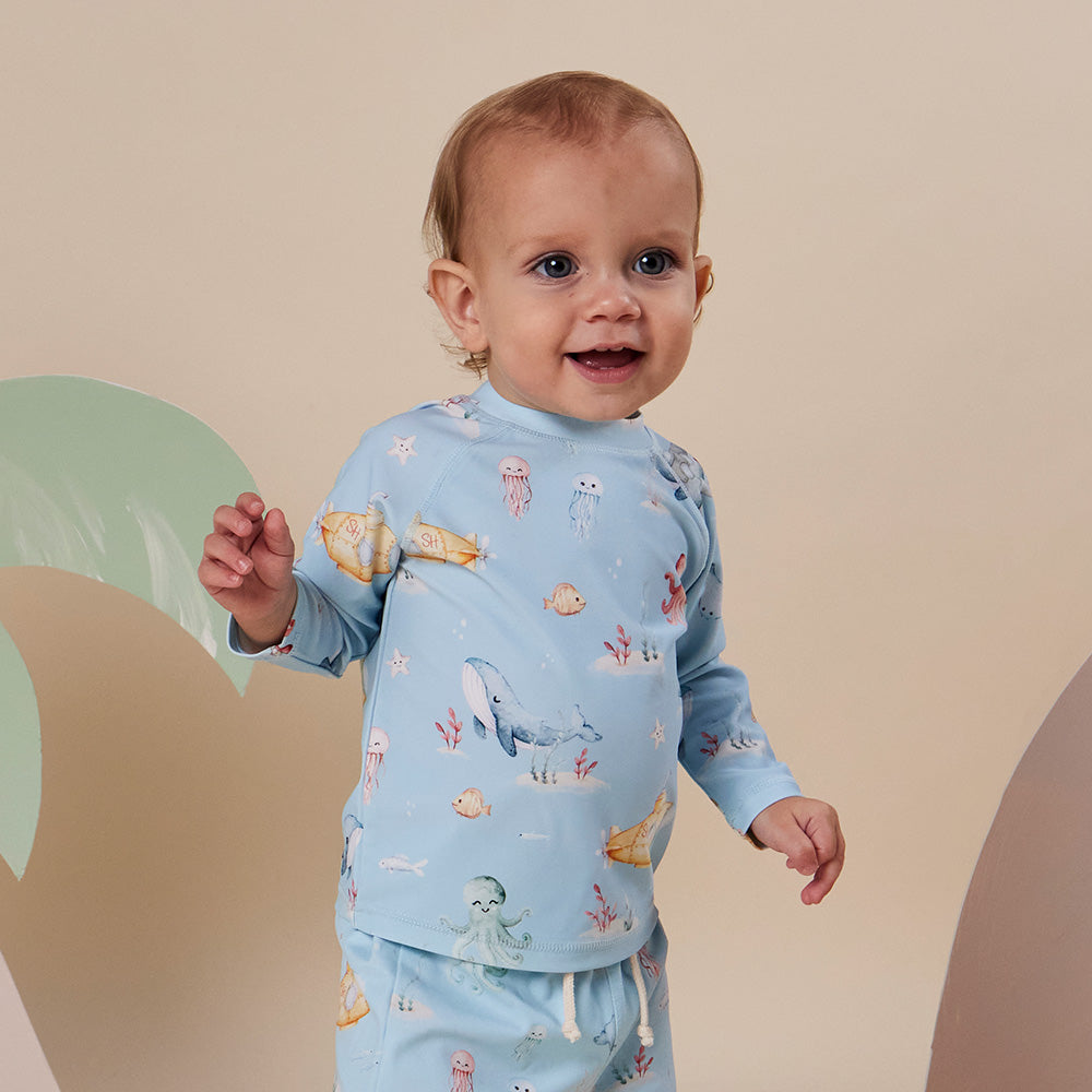 Snuggle Hunny Blue Little Subs Rashie Vest - hero photo