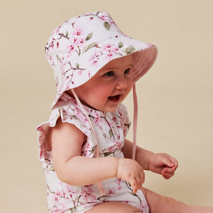 Snuggle Hunny Cherry Blossom Reversible Cotton Bucket Hat - image 1